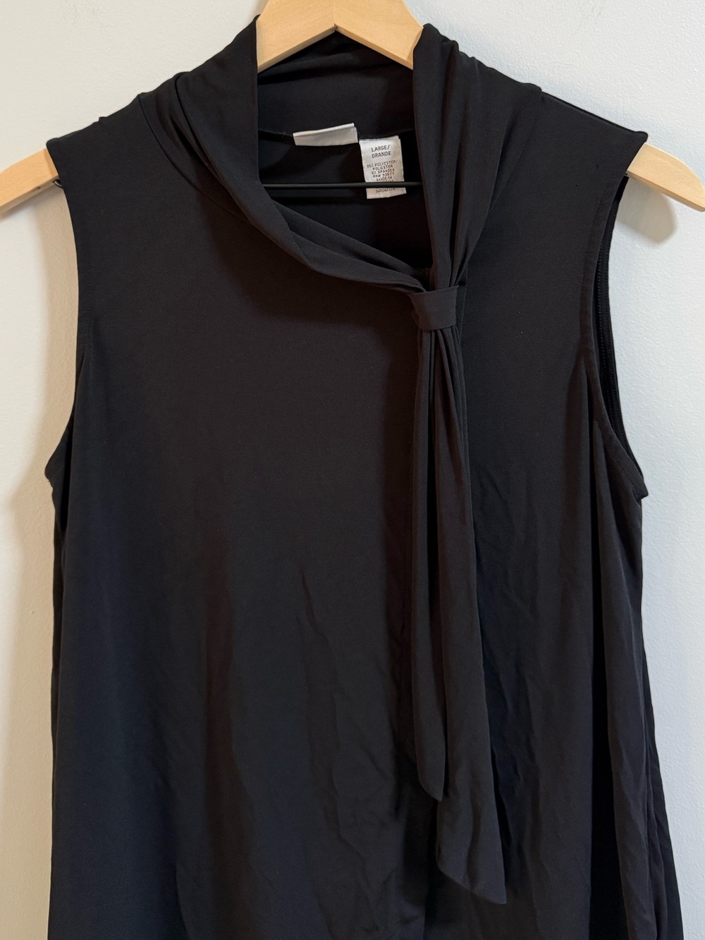 Worthington Sleeveless Tie-Neck Top - Black - Picture 2 of 4